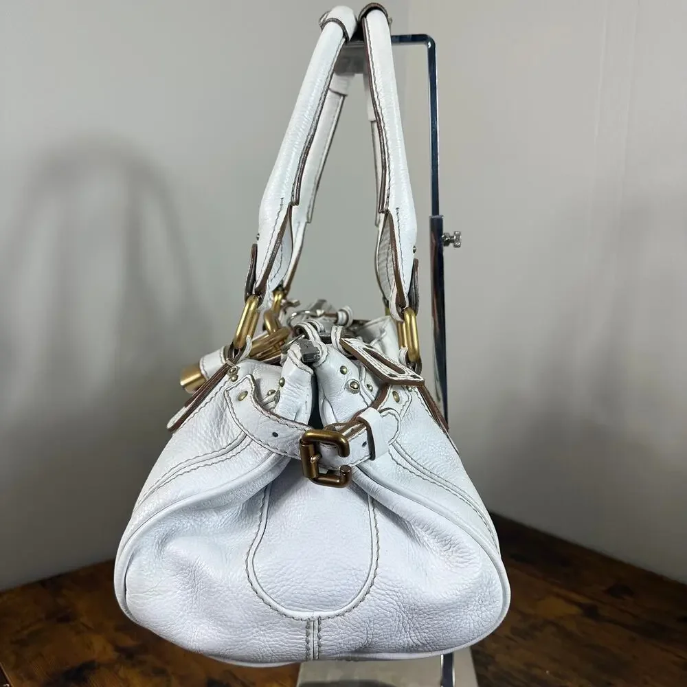 Chloe Paddington White Leather Satchel Bag Vintage Authentic - Picture 7 of 16